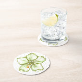 Dessous-de-verre Rond En Papier Hibiscus & dentelle BLANC (En situation)