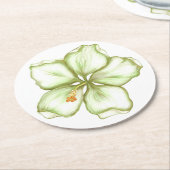 Dessous-de-verre Rond En Papier Hibiscus & dentelle BLANC (Incliné)