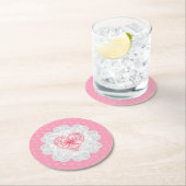 Dessous-de-verre Rond En Papier Hibiscus & dentelle PINK (En situation)