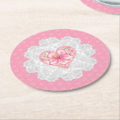 Dessous-de-verre Rond En Papier Hibiscus & dentelle PINK (Incliné)