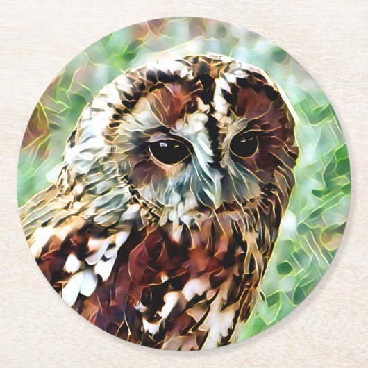 DESSOUS-DE-VERRE ROND EN PAPIER HIBOU (Devant)