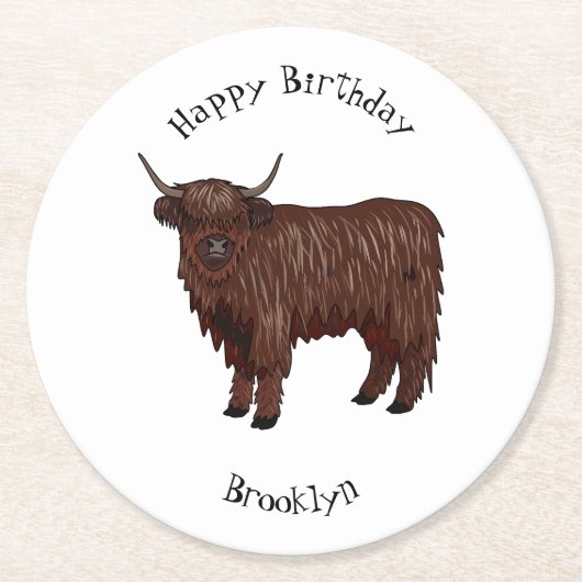 Dessous-de-verre Rond En Papier Highland cow (Devant)