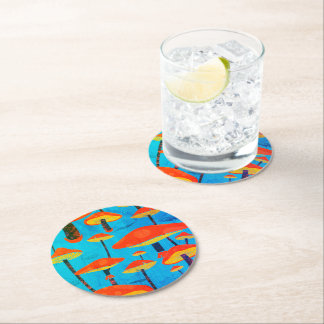 Dessous-de-verre Rond En Papier Hippie Dreamy Retro Vibe Enchanter Champignons