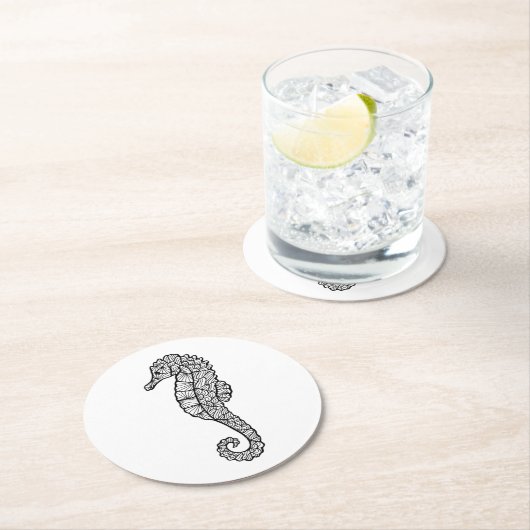 Dessous-de-verre Rond En Papier Hippocampe inspiré (En situation)