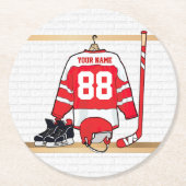 Dessous-de-verre Rond En Papier Hockey sur glace du Jersey (Devant)