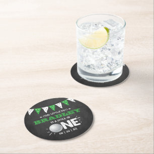 Dessous-de-verre Rond En Papier Hole In One Boys Golf 1er Anniversaire Par tee