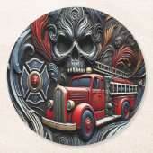 Dessous-de-verre Rond En Papier Hommage audacieux à l'esprit des pompiers (Devant)