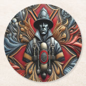 Dessous-de-verre Rond En Papier Hommage audacieux aux pompiers courageux (Devant)