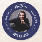 Dessous-de-verre Rond En Papier Homme mythe légende photo marine bleu fête d'anniv (Devant)