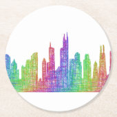 Dessous-de-verre Rond En Papier Horizon de Chicago (Devant)