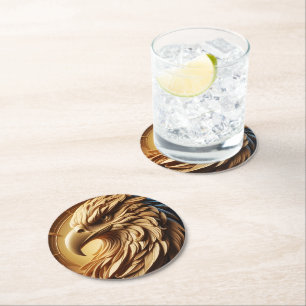 Dessous-de-verre Rond En Papier Horloge Aigle Majestueux