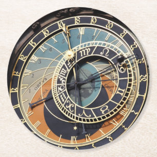 Dessous-de-verre Rond En Papier Horloge Astronomique à Prague