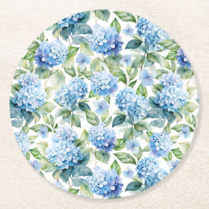 Dessous-de-verre Rond En Papier Hortensia Bleu