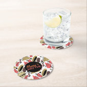 Dessous-de-verre Rond En Papier Hotdog Burger Doodle BBQ Motif d'anniversaire (En situation)