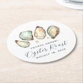 Dessous-de-verre Rond En Papier Huître d'aquarelle et rôti d'huître perle (Incliné)