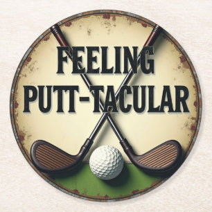 Dessous-de-verre Rond En Papier Humour de golf vintage avec Clubs