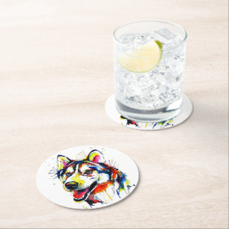 Dessous-de-verre Rond En Papier Husky Lovers Stone Coaster| Coaster en pierre pour