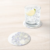 Dessous-de-verre Rond En Papier Hydrangée bleu doux (En situation)