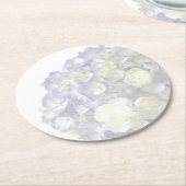 Dessous-de-verre Rond En Papier Hydrangée bleu doux (Incliné)