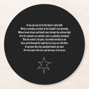 Dessous-de-verre Rond En Papier Hymne national américain The Star - Spangled Banne