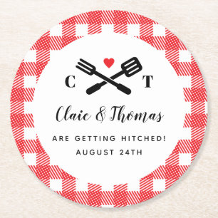 Dessous-de-verre Rond En Papier I Do BBQ Red Picnic Cocktail Décor