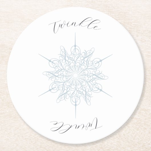 Dessous-de-verre Rond En Papier Ice Blue Snowflake Twinkle Twinkle (Devant)