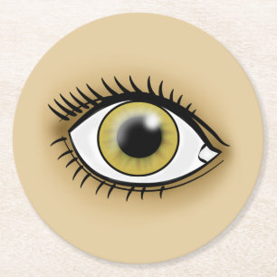 Dessous-de-verre Rond En Papier Icône de l'oeil noisette