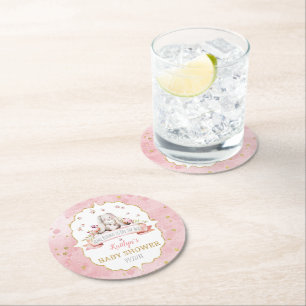 Dessous-de-verre Rond En Papier Il Y A Du Lapin Sur Le Chemin ! Baby shower de Pâq