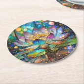 Dessous-de-verre Rond En Papier Illuminated Blooming Lotus Flower (Incliné)