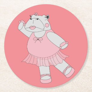 Dessous-de-verre Rond En Papier illusima Ballerine Hippopotame Pêche