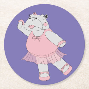 Dessous-de-verre Rond En Papier illusima Hippopotame Ballerine Violet