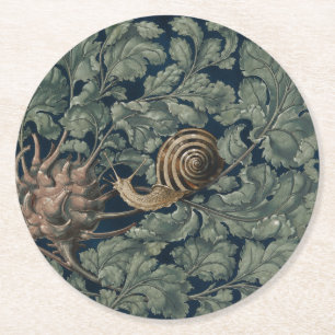 Dessous-de-verre Rond En Papier Illustration Art Nouveau Vintage Escargot Botaniqu
