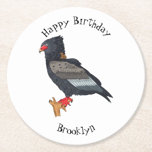 Dessous-de-verre Rond En Papier Illustration Bateleur Eagle (Devant)