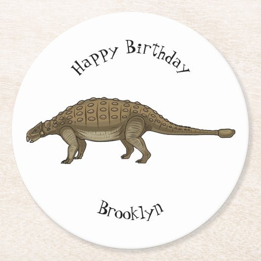 Dessous-de-verre Rond En Papier Illustration d'Ankylosaurus (Devant)