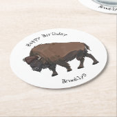 Dessous-de-verre Rond En Papier Illustration de bison (Incliné)