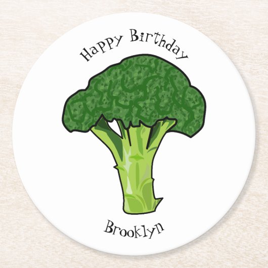 Dessous-de-verre Rond En Papier Illustration de Broccoli (Devant)