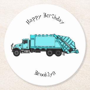 Dessous-de-verre Rond En Papier Illustration de camion à ordures