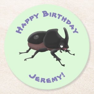Dessous-de-verre Rond En Papier Illustration de cartoon de scarabée rhinocéros mig
