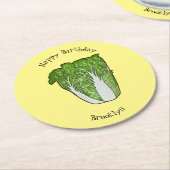 Dessous-de-verre Rond En Papier Illustration de chou chinois (Incliné)