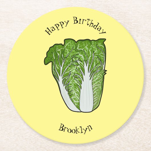 Dessous-de-verre Rond En Papier Illustration de chou chinois (Devant)