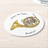 Dessous-de-verre Rond En Papier Illustration de corne française (Incliné)