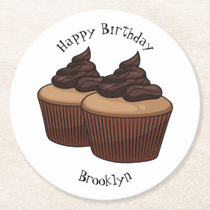 Dessous-de-verre Rond En Papier Illustration de Cupcake