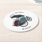 Dessous-de-verre Rond En Papier Illustration de cyclo-pousse (Incliné)