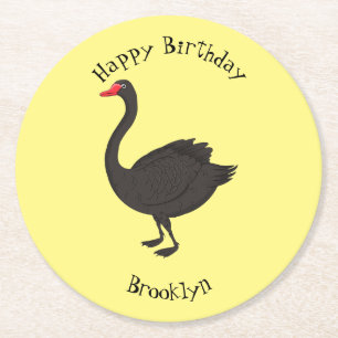Dessous-de-verre Rond En Papier Illustration de cygne noir