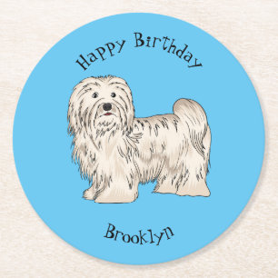 Dessous-de-verre Rond En Papier Illustration de dessin de chien de Havan