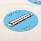 Dessous-de-verre Rond En Papier Illustration de dessin d'Harmonica (Incliné)