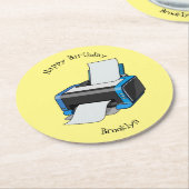 Dessous-de-verre Rond En Papier Illustration de dessin d'imprimante (Incliné)