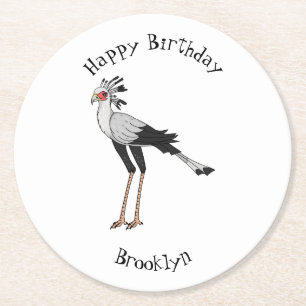Dessous-de-verre Rond En Papier Illustration de dessin du secrétaire pour oiseaux