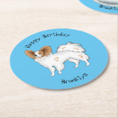 Dessous-de-verre Rond En Papier Illustration de dessin pour chien de Papillon (Incliné)