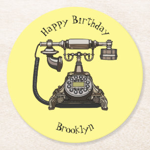 Dessous-de-verre Rond En Papier Illustration de dessin téléphonique